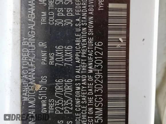 2009 Hyundai Santa Fe GLS z VIN 5NMSG13D29H301276, wystawiony jako Copart lot #70279395 z przebiegiem 212 937 mil mil oraz Szkoda całkowita • Salvage title. Historia ofert i sprzedaży dostępna na DreamBid. Obrazek 12.