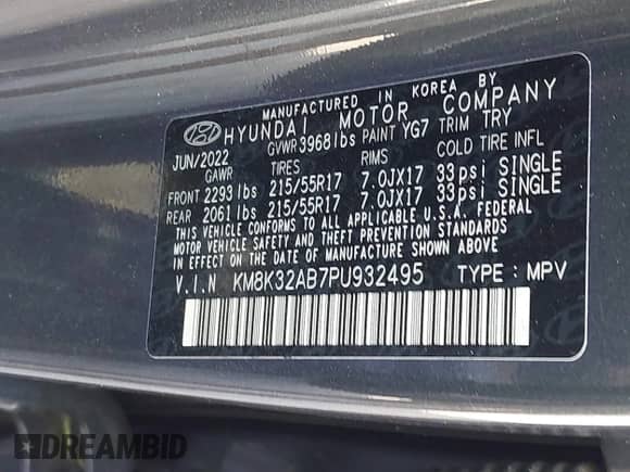 2023 Hyundai Kona SEL with VIN KM8K32AB7PU932495, listed as a IAAI auction lot 43192526 with 50,000 mi miles and . Bid and sale history available at DreamBid. Image 9.