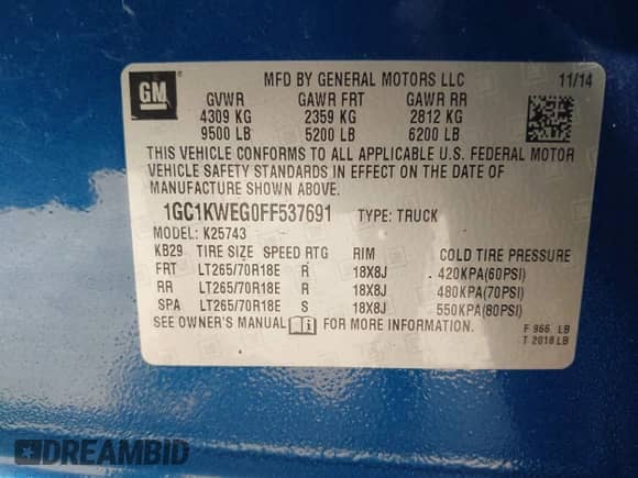 2015 Chevrolet Silverado 2500HD LTZ с VIN 1GC1KWEG0FF537691, выставлен на аукционе IAAI как лот 43192588 с пробегом 242 246 миль миль и . История ставок и продаж доступна на DreamBid. Изображение 9.