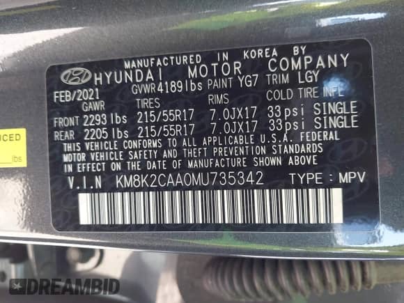 2021 Hyundai Kona SEL с VIN KM8K2CAA0MU735342, выставлен на аукционе IAAI как лот 42995183 с пробегом 25 000 миль миль и . История ставок и продаж доступна на DreamBid. Изображение 9.