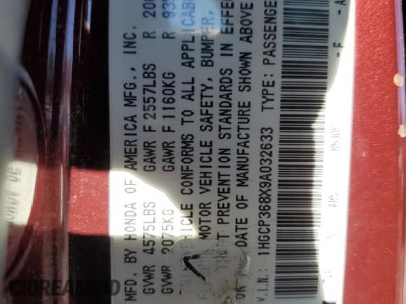 2009 Honda Accord EX-L z VIN 1HGCP368X9A032633, wystawiony jako Copart lot #82606445 z przebiegiem 145 821 mil mil oraz Czysty tytuł • Clean title. Historia ofert i sprzedaży dostępna na DreamBid. Obrazek 12.