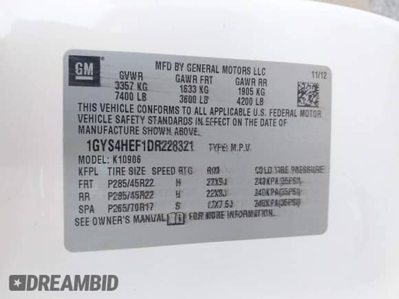 2013 Cadillac Escalade ESV Luxury с VIN 1GYS4HEF1DR228321, выставлен на аукционе IAAI как лот 42536138 с пробегом 160 957 миль миль и . История ставок и продаж доступна на DreamBid. Изображение 9.