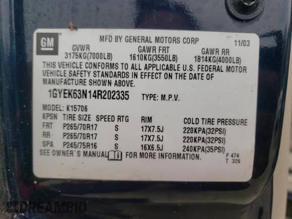 2004 Cadillac Escalade with VIN 1GYEK63N14R202335, listed as a Copart auction lot 67223485 with 162,714 mi miles and Salvage title. Bid and sale history available at DreamBid. Image 13.