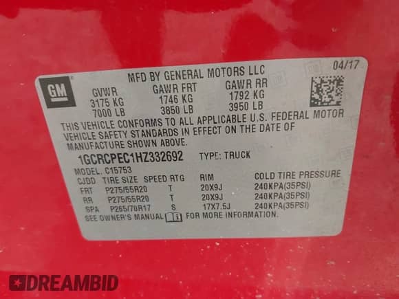 2017 Chevrolet Silverado 1500 Custom с VIN 1GCRCPEC1HZ332692, выставлен на аукционе IAAI как лот 43062790 с пробегом 145 019 миль миль и . История ставок и продаж доступна на DreamBid. Изображение 9.
