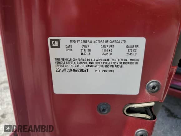 2006 Chevrolet Impala LT 3.5L с VIN 2G1WT55K469320521, выставлен на аукционе Copart как лот 83814775 с пробегом 102 695 миль миль и Чистый • Clean title. История ставок и продаж доступна на DreamBid. Изображение 12.