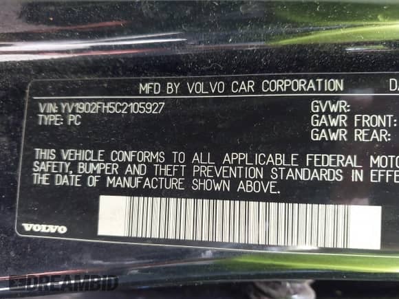 2012 Volvo S60 T6 с VIN YV1902FH5C2105927, выставлен на аукционе IAAI как лот 42721031 с пробегом 89 364 миль миль и . История ставок и продаж доступна на DreamBid. Изображение 9.