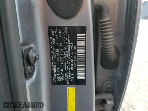 2014 Hyundai Genesis 3.8L with VIN KMHGC4DD2EU262978, listed as a Copart auction lot 80008055 with 81,739 mi miles and Salvage title. Bid and sale history available at DreamBid. Image 12.