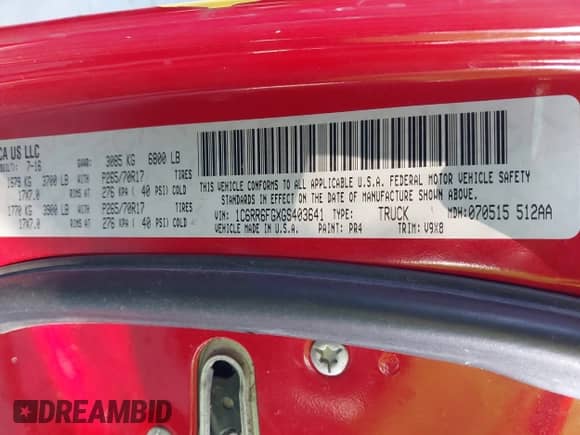 2016 Ram 1500 Tradesman with VIN 1C6RR6FGXGS403641, listed as a IAAI auction lot 43376141 with 153,309 mi miles and . Bid and sale history available at DreamBid. Image 9.