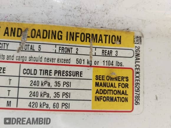 2014 Chevrolet Equinox LT with VIN 2GNALCEKXE6297856, listed as a IAAI auction lot 43310142 with 220,589 mi miles and . Bid and sale history available at DreamBid. Image 9.