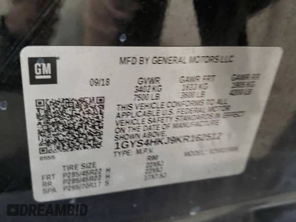 2019 Cadillac Escalade ESV Luxury с VIN 1GYS4HKJ9KR162512, выставлен на аукционе Copart как лот 69385184 с пробегом 134 445 миль миль и На запчасти • Non repairable. История ставок и продаж доступна на DreamBid. Изображение 13.