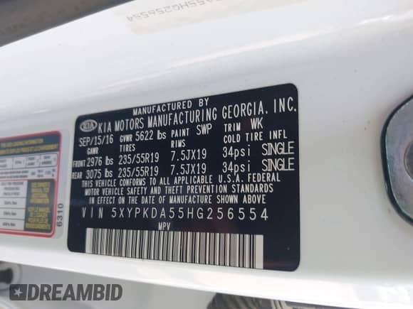 2017 Kia Sorento SX z VIN 5XYPKDA55HG256554, wystawiony jako IAAI lot #43164239 z przebiegiem 133 592 mil mil oraz . Historia ofert i sprzedaży dostępna na DreamBid. Obrazek 9.