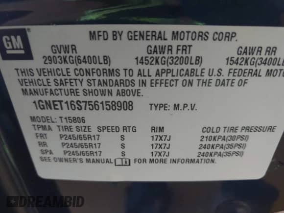 2005 Chevrolet TrailBlazer LT с VIN 1GNET16S756158908, выставлен на аукционе IAAI как лот 42635583 с пробегом 168 865 миль миль и . История ставок и продаж доступна на DreamBid. Изображение 9.