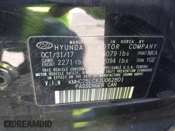 2018 Hyundai Ioniq SEL с VIN KMHC75LCXJU062801, выставлен на аукционе IAAI как лот 43356391 с пробегом 91 491 миль миль и . История ставок и продаж доступна на DreamBid. Изображение 9.