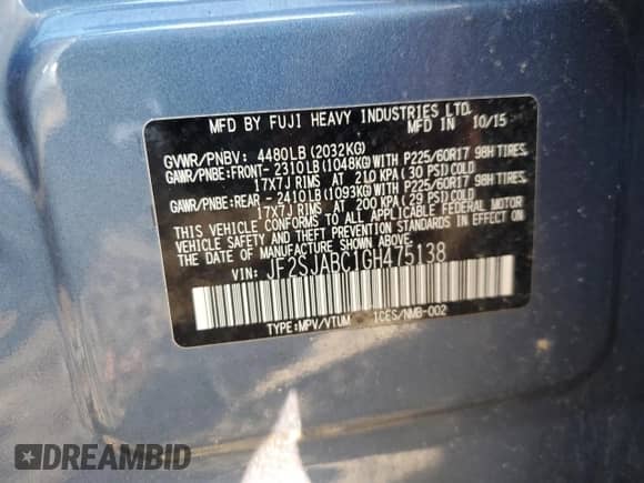 2016 Subaru Forester 2.5i z VIN JF2SJABC1GH475138, wystawiony jako Copart lot #80466645 z przebiegiem 79 898 mil mil oraz Czysty tytuł • Clean title. Historia ofert i sprzedaży dostępna na DreamBid. Obrazek 13.