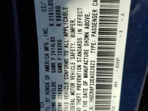 2014 Honda Accord with VIN 1HGCR6F32EA003623, listed as a Copart auction lot 70476985 with 248,226 mi miles and Salvage title. Bid and sale history available at DreamBid. Image 12.