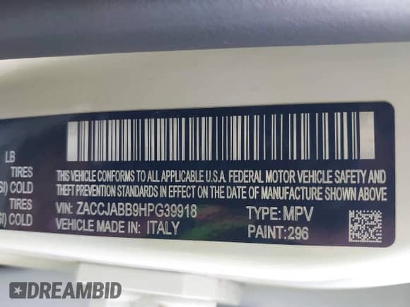 2017 Jeep Renegade Latitude с VIN ZACCJABB9HPG39918, выставлен на аукционе IAAI как лот 43241769 с пробегом 147 955 миль миль и . История ставок и продаж доступна на DreamBid. Изображение 9.