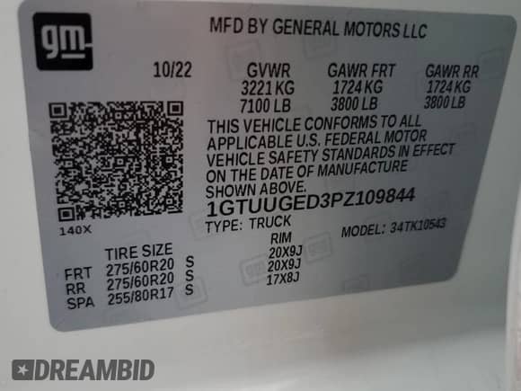 2023 GMC Sierra 1500 Denali z VIN 1GTUUGED3PZ109844, wystawiony jako Copart lot #59780445 z przebiegiem 32 409 mil mil oraz Szkoda całkowita • Salvage title. Historia ofert i sprzedaży dostępna na DreamBid. Obrazek 12.