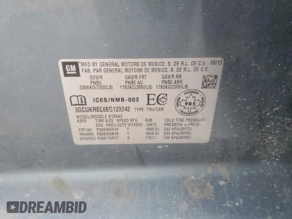 2014 Chevrolet Silverado 1500 LT с VIN 3GCUKREC8EG123342, выставлен на аукционе Copart как лот 85854295 с пробегом 199 955 миль миль и Чистый • Clean title. История ставок и продаж доступна на DreamBid. Изображение 12.