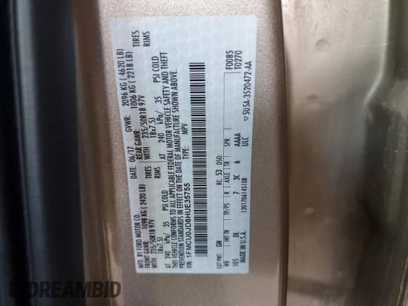 2017 Ford Escape Titanium с VIN 1FMCU0JD8HUE35755, выставлен на аукционе Copart как лот 68698985 с пробегом 111 087 миль миль и Списание • Salvage title. История ставок и продаж доступна на DreamBid. Изображение 13.