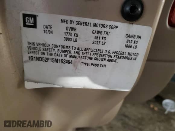 2005 Chevrolet Malibu Classic с VIN 1G1ND52F15M162494, выставлен на аукционе Copart как лот 74804814 с пробегом 170 757 миль миль и Списание • Salvage title. История ставок и продаж доступна на DreamBid. Изображение 14.