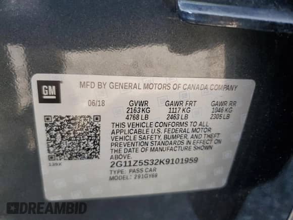 2019 Chevrolet Impala LT с VIN 2G11Z5S32K9101959, выставлен на аукционе Copart как лот 81093205 с пробегом 22 172 миль миль и Списание • Salvage title. История ставок и продаж доступна на DreamBid. Изображение 13.