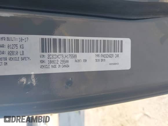 2018 Dodge Charger R/T with VIN 2C3CDXCT9JH175509, listed as a IAAI auction lot 43047084 with 274,491 mi miles and . Bid and sale history available at DreamBid. Image 9.