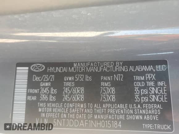 2022 Hyundai Santa Cruz SEL Premium с VIN 5NTJDDAF1NH015184, выставлен на аукционе Copart как лот 70501414 с пробегом 40 248 миль миль и Списание • Salvage title. История ставок и продаж доступна на DreamBid. Изображение 14.