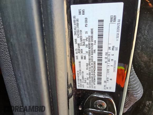 2023 Ford F-150 XL with VIN 1FTEW1CP1PKE60365, listed as a Copart auction lot 81051505 with 63,090 mi miles and Clean title. Bid and sale history available at DreamBid. Image 12.