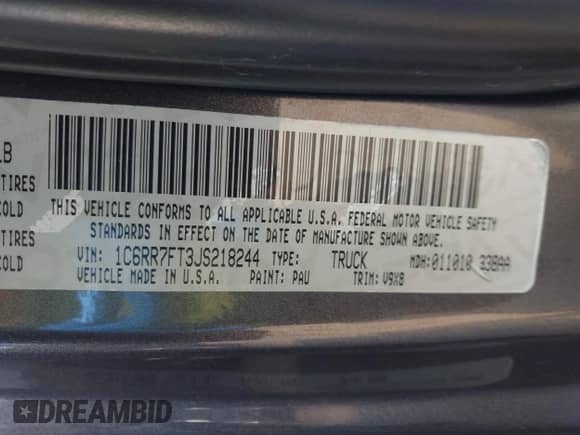 2018 Ram 1500 Express с VIN 1C6RR7FT3JS218244, выставлен на аукционе IAAI как лот 42452712 с пробегом 80 610 миль миль и . История ставок и продаж доступна на DreamBid. Изображение 9.