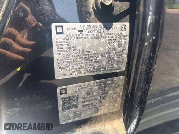 2020 GMC Sierra 1500 Denali with VIN 1GTU9FEL8LZ122635, listed as a Copart auction lot 70371175 with 97,822 mi miles and Salvage title. Bid and sale history available at DreamBid. Image 10.