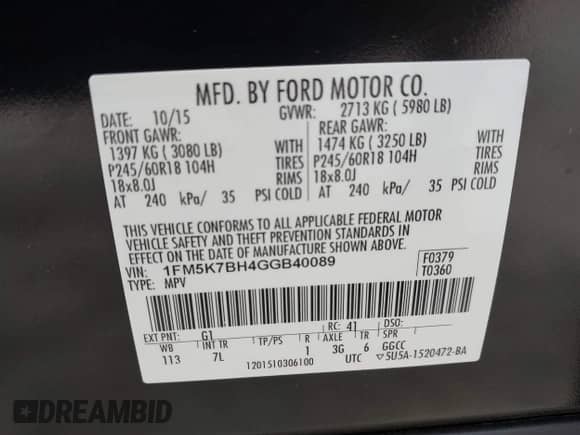 2016 Ford Explorer с VIN 1FM5K7BH4GGB40089, выставлен на аукционе IAAI как лот 42166840 с пробегом 172 099 миль миль и . История ставок и продаж доступна на DreamBid. Изображение 9.