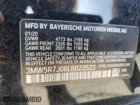 2020 BMW 3 Series 330i xDrive z VIN 3MW5R7J06L8B23523, wystawiony jako Copart lot #80331495 z przebiegiem 83 100 mil mil oraz Czysty tytuł • Clean title. Historia ofert i sprzedaży dostępna na DreamBid. Obrazek 12.