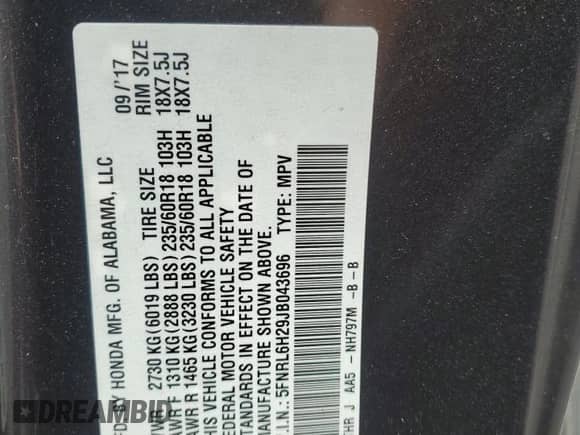 2018 Honda Odyssey LX with VIN 5FNRL6H29JB043696, listed as a Copart auction lot 80569835 with 29,515 mi miles and Salvage title. Bid and sale history available at DreamBid. Image 13.