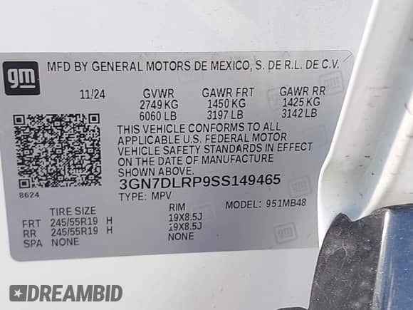 2025 Chevrolet Equinox EV LT с VIN 3GN7DLRP9SS149465, выставлен на аукционе IAAI как лот 42798170 с пробегом 6 683 миль миль и . История ставок и продаж доступна на DreamBid. Изображение 9.