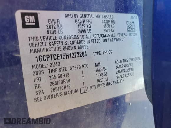 2017 Chevrolet Colorado 4WD LT с VIN 1GCPTCE15H1272204, выставлен на аукционе Copart как лот 47125045 с пробегом 173 959 миль миль и Списание • Salvage title. История ставок и продаж доступна на DreamBid. Изображение 12.