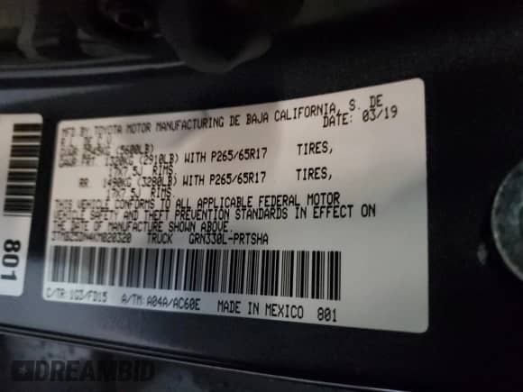 2019 Toyota Tacoma SR5 with VIN 3TMBZ5DN4KM020320, listed as a Copart auction lot 86659885 with 160,767 mi miles and Salvage title. Bid and sale history available at DreamBid. Image 12.