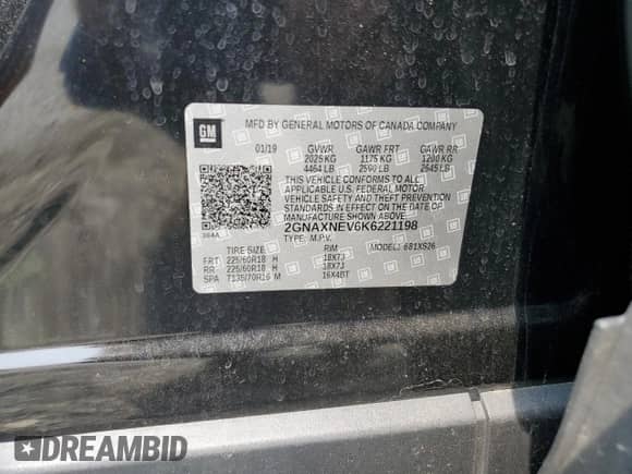 2019 Chevrolet Equinox Premier z VIN 2GNAXNEV6K6221198, wystawiony jako Copart lot #71677855 z przebiegiem 73 161 mil mil oraz Szkoda całkowita • Salvage title. Historia ofert i sprzedaży dostępna na DreamBid. Obrazek 13.