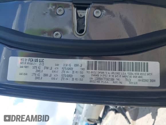 2015 Ram 1500 Laramie z VIN 1C6RR6NT7FS621680, wystawiony jako IAAI lot #42887104 z przebiegiem 203 488 mil mil oraz . Historia ofert i sprzedaży dostępna na DreamBid. Obrazek 9.