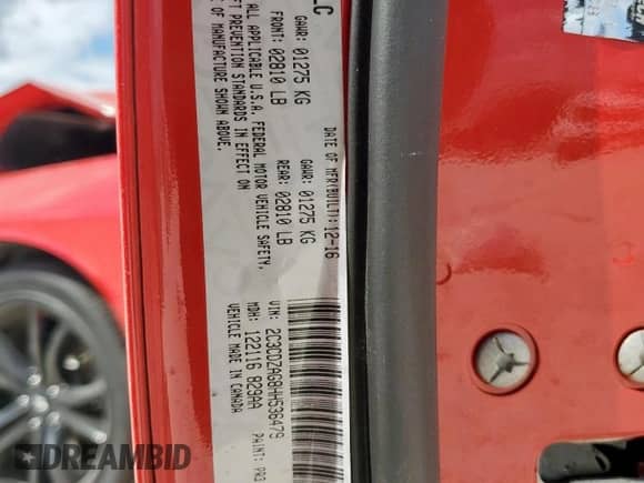 2017 Dodge Challenger SXT with VIN 2C3CDZAG8HH536479, listed as a Copart auction lot 85009105 with 75,105 mi miles and Salvage title. Bid and sale history available at DreamBid. Image 12.