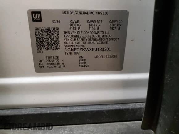 2024 Chevrolet Traverse with VIN 1GNETYKW3RJ133301, listed as a Copart auction lot 83842444 with 14,963 mi miles and Salvage title. Bid and sale history available at DreamBid. Image 13.