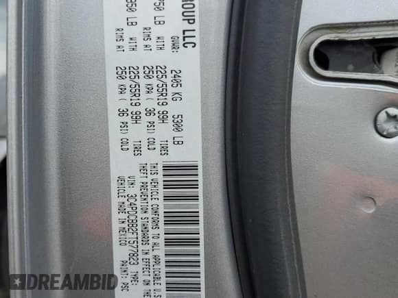 2015 Dodge Journey SXT with VIN 3C4PDCBB2FT577823, listed as a Copart auction lot 68535305 with 97,864 mi miles and Salvage title. Bid and sale history available at DreamBid. Image 13.