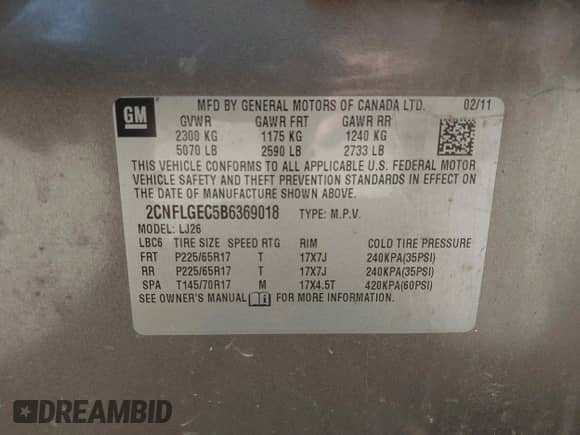 2011 Chevrolet Equinox LTZ с VIN 2CNFLGEC5B6369018, выставлен на аукционе IAAI как лот 43338901 с пробегом 184 566 миль миль и . История ставок и продаж доступна на DreamBid. Изображение 9.