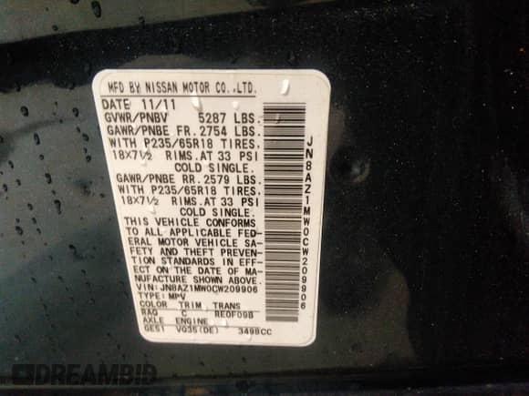 2012 Nissan Murano LE с VIN JN8AZ1MW0CW209906, выставлен на аукционе IAAI как лот 42881270 с пробегом 118 987 миль миль и . История ставок и продаж доступна на DreamBid. Изображение 9.