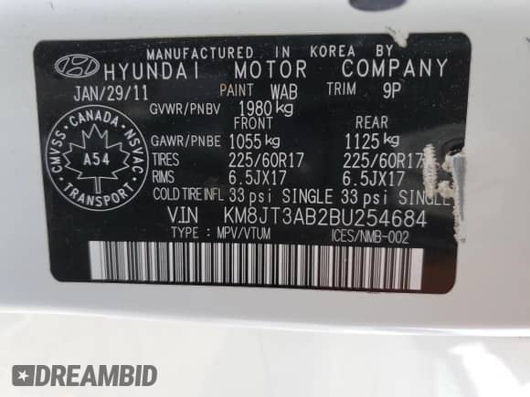 2011 Hyundai Tucson GL with VIN KM8JT3AB2BU254684, listed as a Copart auction lot 70999425 with 210,668 mi miles and Clean title. Bid and sale history available at DreamBid. Image 13.