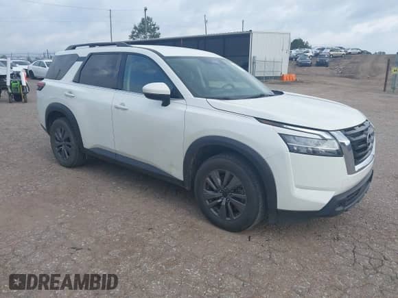 2022 Nissan Pathfinder SV with VIN 5N1DR3BAXNC225140, listed as a IAAI auction lot 42296088 with 56,754 mi miles and . Bid and sale history available at DreamBid. Image 1.