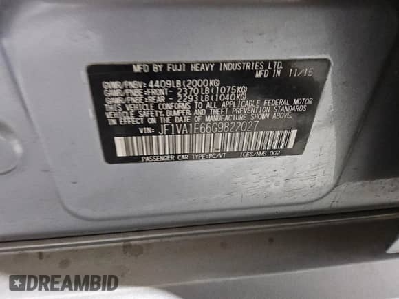 2016 Subaru WRX Premium with VIN JF1VA1E66G9822027, listed as a Copart auction lot 81164335 with 147,008 mi miles and Clean title. Bid and sale history available at DreamBid. Image 12.