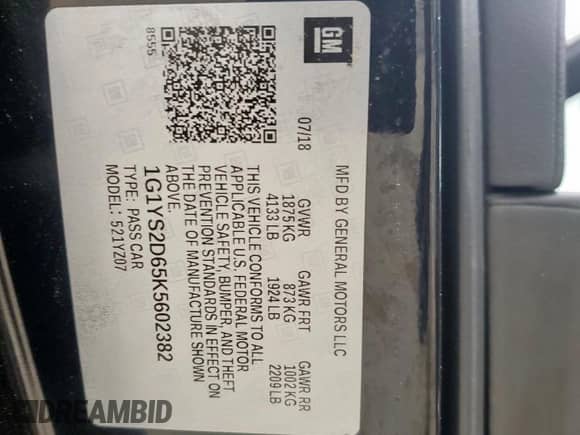 2019 Chevrolet Corvette Z06 2LZ с VIN 1G1YS2D65K5602382, выставлен на аукционе Copart как лот 51333025 с пробегом 52 787 миль миль и Списание • Salvage title. История ставок и продаж доступна на DreamBid. Изображение 12.