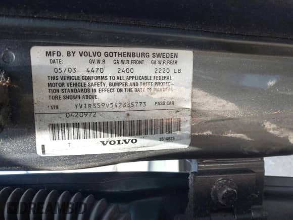 2004 Volvo S60 с VIN YV1RS59V542335773, выставлен на аукционе IAAI как лот 43078087 с пробегом 196 845 миль миль и . История ставок и продаж доступна на DreamBid. Изображение 9.