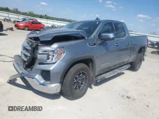 2019 GMC Sierra 1500 SLE with VIN 1GTR8BEDXKZ348216, listed as a Copart auction lot 72344474 with 104,946 mi miles and Salvage title. Bid and sale history available at DreamBid. Image 1.