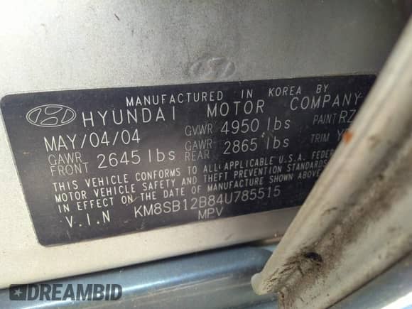 2004 Hyundai Santa Fe с VIN KM8SB12B84U785515, выставлен на аукционе IAAI как лот 39137917 с пробегом 159 963 миль миль и . История ставок и продаж доступна на DreamBid. Изображение 9.